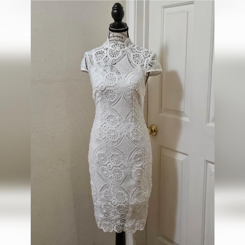 White Lace Midi Dress